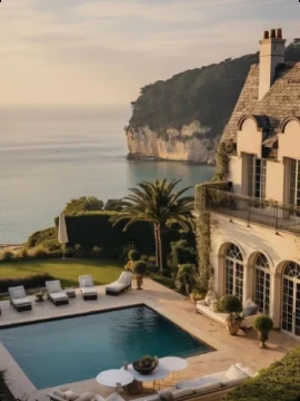 Pool of a villa overlooking the sea